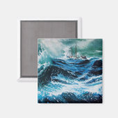 Schiff im Sturm Magnet (Vorderseite/Rückseite)