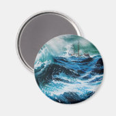 Schiff im Sturm Magnet (Vorderseite/Rückseite)