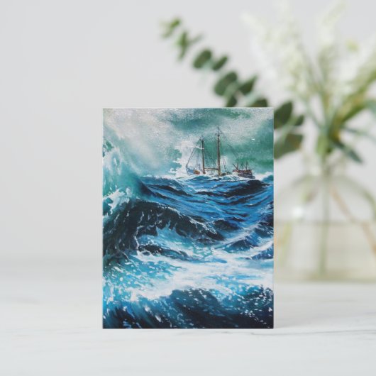 Schiff im Sturm, Pergament (Stehend Vorderseite)