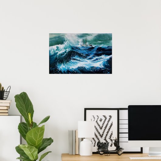 Schiff im Sturm Poster (Heimbüro)