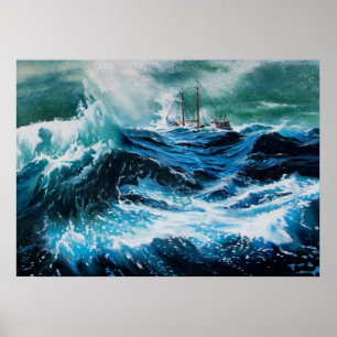 Schiff im Sturm Poster