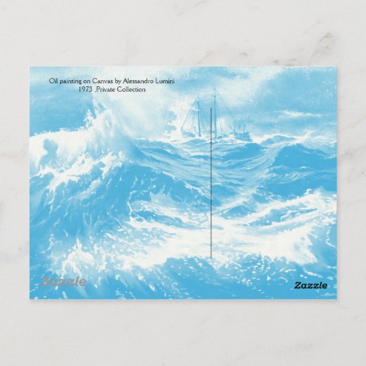 Schiff im Sturm Postkarte (Rückseite)