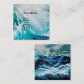 Schiff im Sturm Quadratische Visitenkarte (Vorne/Hinten)