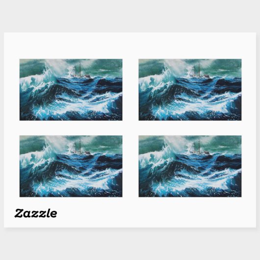 Schiff im Sturm Rechteckiger Aufkleber (Blatt)