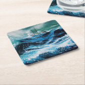 Schiff im Sturm Rechteckiger Pappuntersetzer (angewinkelt)