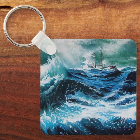 Schiff im Sturm Schlüsselanhänger (Vorderseite)