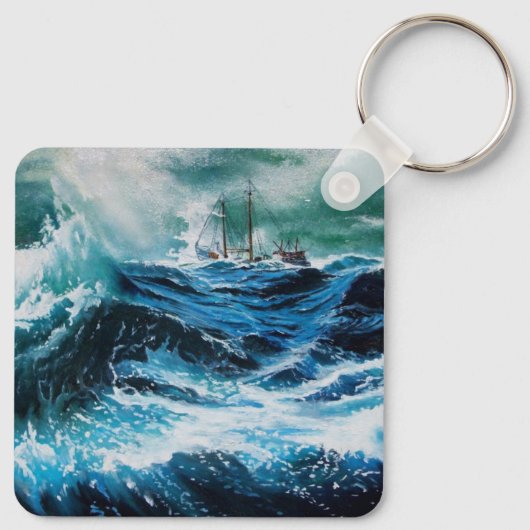 Schiff im Sturm Schlüsselanhänger (Rückseite)