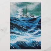 Schiff im Sturm, Wellen Briefpapier (Rückseite)