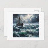 Schiff im Sturmsee, Postkarte (Vorne/Hinten)