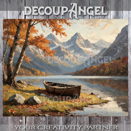 Schiff in der Berglandschaft - Decoupage- Seidenpapier