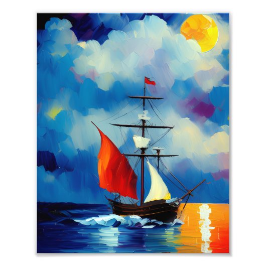 Schiff in der Nacht Fotodruck (Vorne)