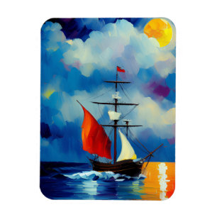 Schiff in der Nacht Magnet