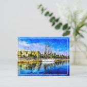Schiff in der Nähe von Barcelona. Barcelona, Spani Postkarte (Stehend Vorderseite)