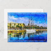 Schiff in der Nähe von Barcelona. Barcelona, Spani Postkarte (Vorne/Hinten)
