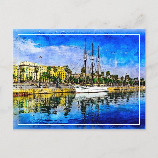 Schiff in der Nähe von Barcelona. Barcelona, Spani Postkarte (Vorderseite)
