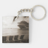 Schiff in der Sepia-kundenspezifischen Schlüsselanhänger (Rückseite)