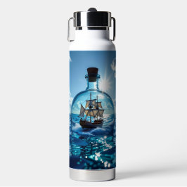 Schiff in einer Flasche im Meer