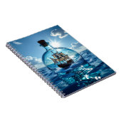 Schiff in einer Flasche im Meer Notizblock (Rechte Seite)