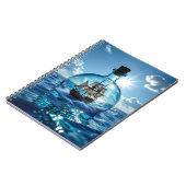 Schiff in einer Flasche im Meer Notizblock (Linke Seite)