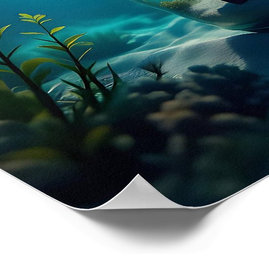 Schiff in einer Flasche im Meer Poster (Ecke)