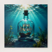 Schiff in einer Flasche im Meer Puzzle (Vertikal)