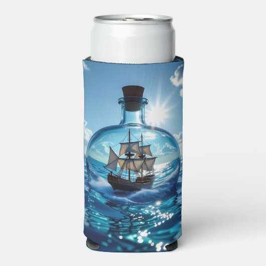 Schiff in einer Flasche im Meer Selters Dosenkühler (Seltzer Vorderseite)