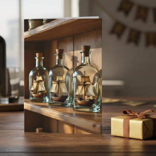 Schiff in einer Flasche Seeschifffahrt Geburtstag  Karte