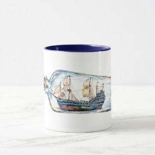Schiff in einer Flasche Tasse