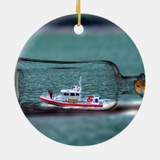 Schiff in einer Flaschen-Ozean-dekorativen Keramik Ornament (Hinten)