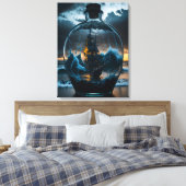 Schiff in einer magischen Flaschenwandkunst Leinwanddruck (Insitu (Schlafzimmer))