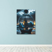 Schiff in einer magischen Flaschenwandkunst Leinwanddruck (Insitu (Holzboden))