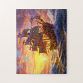 Schiff in Golden Sunset Storm Fantasy-Malerei Puzzle (Vertikal)