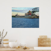 Schiff in Hafenmalerei angedockt Poster (Küche)