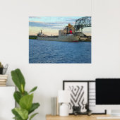 Schiff in Hafenmalerei angedockt Poster (Heimbüro)