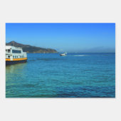 Schiff in Serene Lake Decoupage Hochwertiges Triad Geschenkpapier Set (Vorderseite)