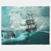 SCHIFF IN STORMEN GEWÄSSERN FLEECEDECKE (Vorderseite (Horizontal))