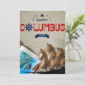 Schiff & Karte glücklicher Columbus-Tag (Stehend Vorderseite)