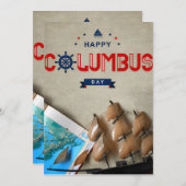 Schiff & Karte glücklicher Columbus-Tag (Vorne/Hinten)