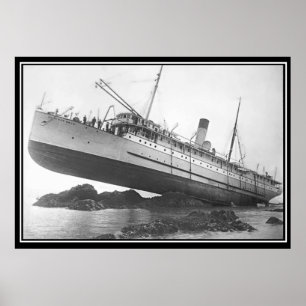 Schiff läuft auf dem Vintagen Foto Poster