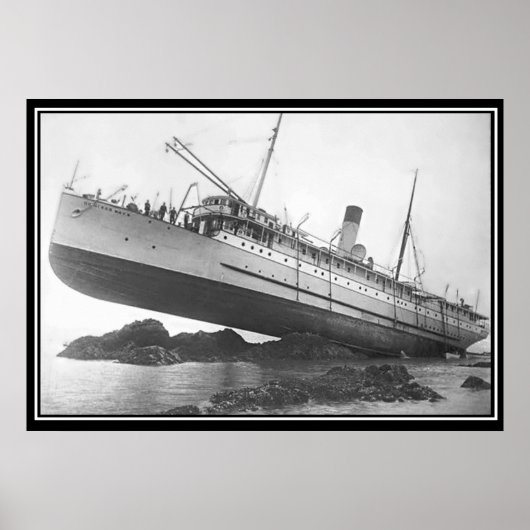 Schiff läuft auf dem Vintagen Foto Poster (Vorne)