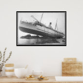 Schiff läuft auf dem Vintagen Foto Poster (Küche)