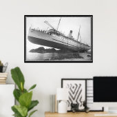 Schiff läuft auf dem Vintagen Foto Poster (Heimbüro)