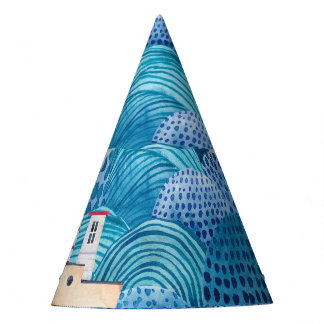 Schiff & Leuchtturm: Childish Watercolor Partyhütchen