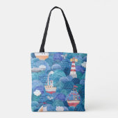 Schiff & Leuchtturm: Childish Watercolor Tasche (Rückseite)