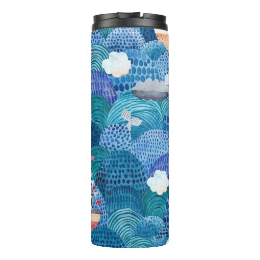 Schiff & Leuchtturm: Childish Watercolor Thermosbecher (Rückseite)