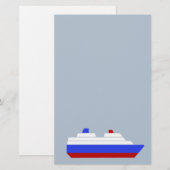 Schiff mit rotem und blauem Meer Briefpapier (Vorne/Hinten)