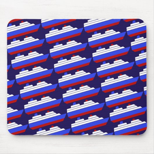 Schiff mit rotem und blauem Meer Mousepad (Vorne)