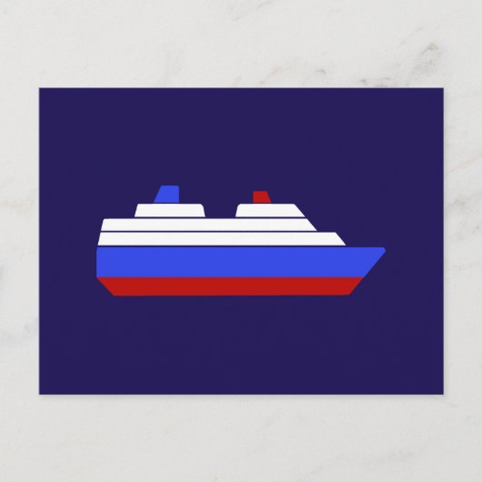 Schiff mit rotem und blauem Meer Postkarte (Vorderseite)
