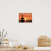 Schiff mit Sonnenaufgang Poster (Küche)