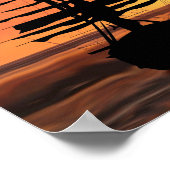 Schiff mit Sonnenaufgang Poster (Ecke)